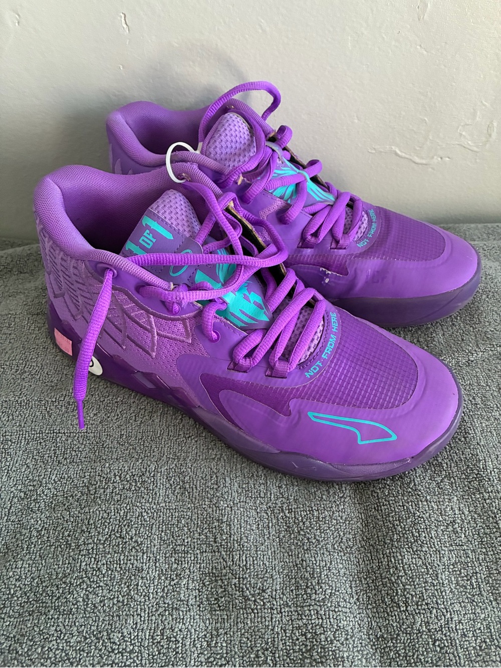 Puma Kids Purple Sneakers with Teal Accents